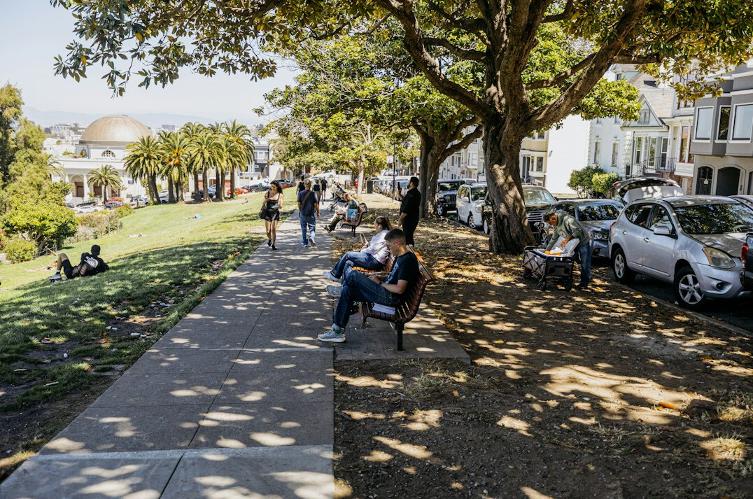 person sitting on park bench reading book